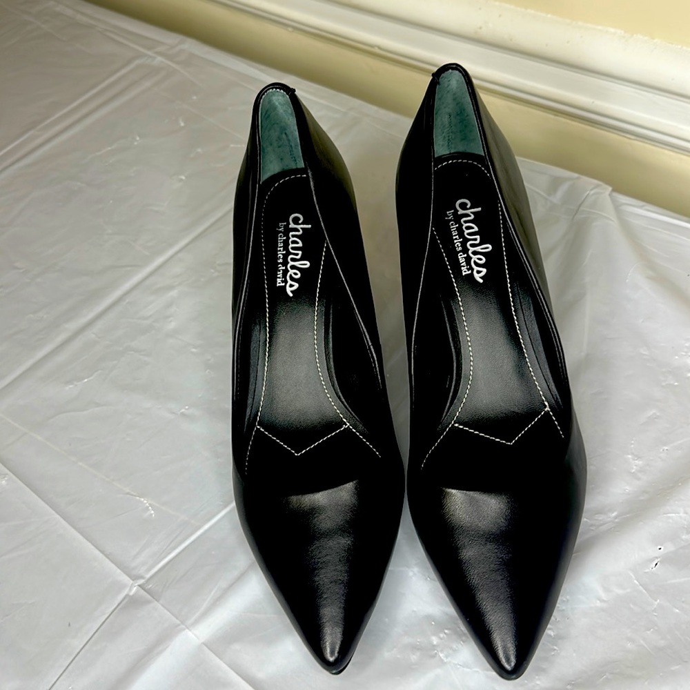 charles david black leather pump shoes 7.5